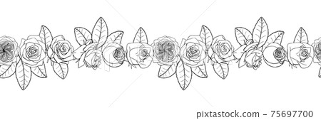 Hand drawn doodle style rose flowers seamless... - Stock Illustration ...