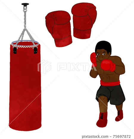 拳擊套裝_手套/沙包/男士姿勢黑色 75697872