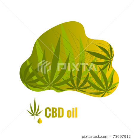 Logo with hemp leaf and text CBD oil. Hemp leaves background Logo with hemp leaf and text CBD oil. Hemp leaves background 75697912