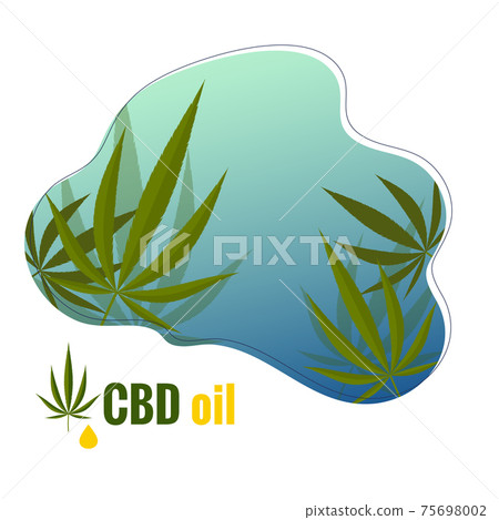 Logo with hemp leaf and text CBD oil. Hemp leaves background Logo with hemp leaf and text CBD oil. Hemp leaves background 75698002