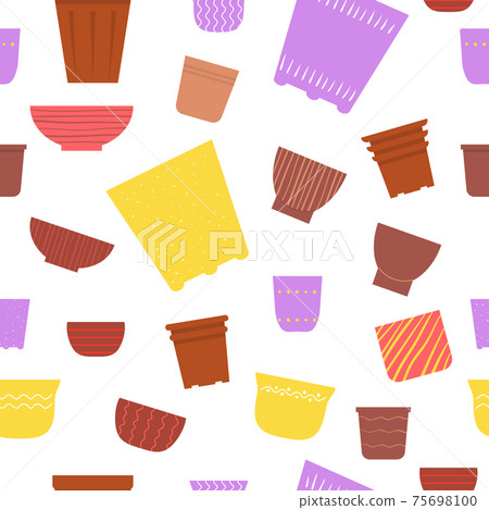 Seamless pattern from colorful flower pots.... - Stock Illustration ...