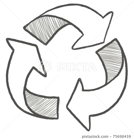 Doodle Recycle arrow symbol hand drawn 75698439