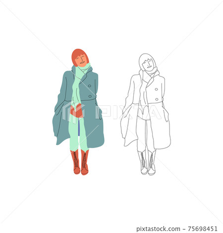 Young girl character in casual outfit isolated on white 75698451