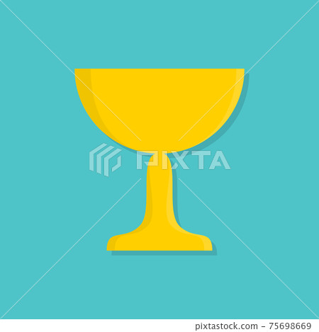 Yellow golden cup icon. Blue background. Flat style stock vector Yellow golden cup icon. Blue background. Flat style stock vector 75698669