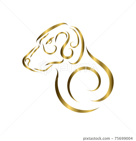 gold line art of dog head. Good use for symbol, mascot, icon, avatar, tattoo, T Shirt design, logo or any design you want. 75699004