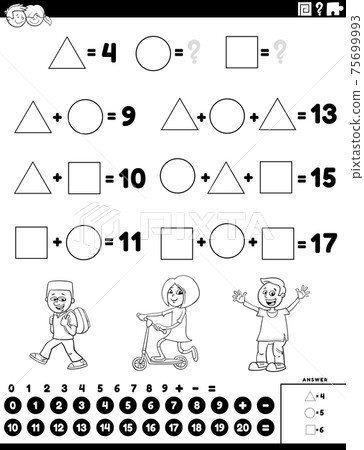 maths addition educational task with children characters maths addition educational task with children characters 75699993