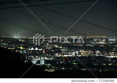 Night view seen from "Nijoyama Observatory" (near the ruins of Kadani Temple) in Taishi Town, Osaka Prefecture, PL Tower, Great Peace Tower "Rinku no Hoshi", etc. 75700946