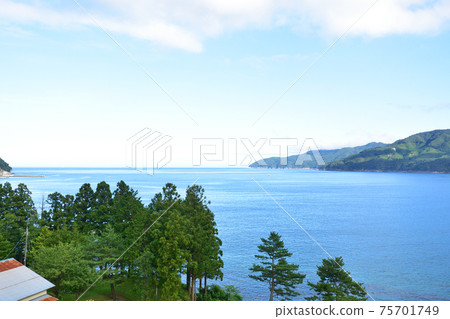In the summer of 2020, a view of the train window from the Sanriku Railway Rias Line from Sakari Station to Kamaishi Station 75701749