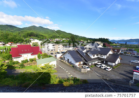 In the summer of 2020, a view of the train window from the Sanriku Railway Rias Line from Sakari Station to Kamaishi Station 75701757