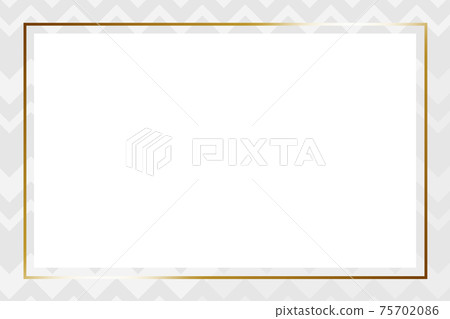 Luxury simple frame rectangular white & gold jagged pattern 75702086