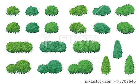 Shrub illustration material set_leaf bush 75702640