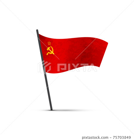 USSR flag on pole, infographic element on white 75703849