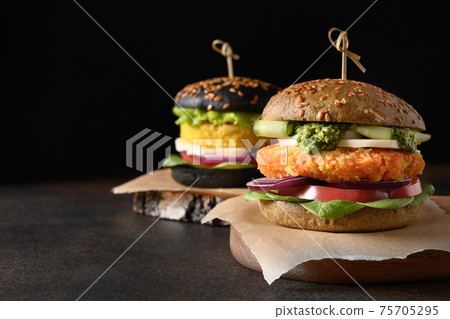 Vegan Burgers of vegetables meatballs 75705295