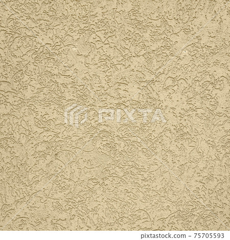 The texture of the beige decorative plaster in bark beetle style 75705593