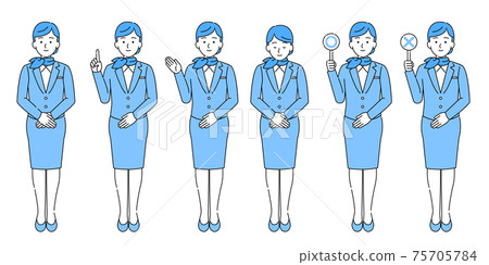 CA Cabin Attendant Uniform Female Simple Illustration Set Light Blue CA Cabin Attendant Uniform Female Simple Illustration Set Light Blue 75705784