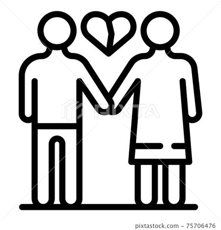 Family heartbrake icon, outline style Family heartbrake icon, outline style 75706476