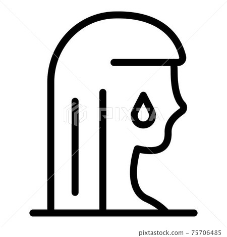 Crying woman icon, outline style 75706485