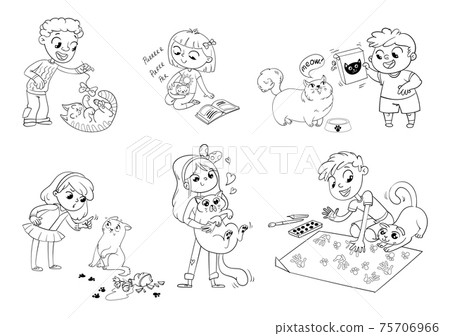 Child care for cat. Vector illustration Child care for cat. Vector illustration 75706966