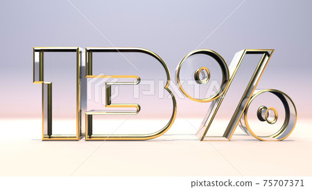 13% 3d glass material surrounded by a golden frame, discount business concept 3d render illustration 75707371