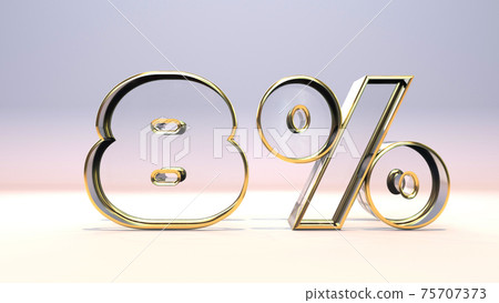 8% 3d glass material surrounded by a golden frame, discount business concept 3d render illustration 8% 3d glass material surrounded by a golden frame, discount business concept 3d render illustration 75707373
