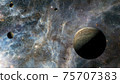 View of Jupiter, the fifth planet of the Solar System, with nebula. Elements of this image furnished 75707383