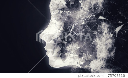 煙氣旋轉的抽像人臉的插圖 煙氣旋轉的抽像人臉的插圖 75707510
