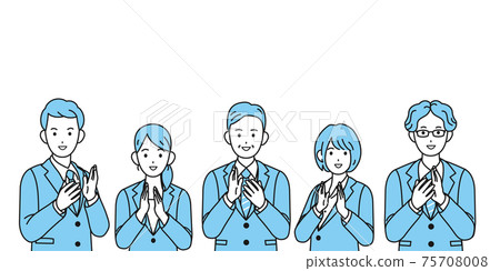 Applause welcome Celebration office worker suit figure men and women upper body illustration material Applause welcome Celebration office worker suit figure men and women upper body illustration material 75708008