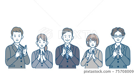 Applause welcome Celebration office worker suit figure men and women upper body illustration material Applause welcome Celebration office worker suit figure men and women upper body illustration material 75708009