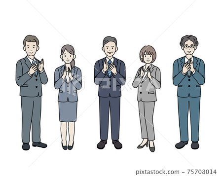 Applause welcome Celebrate office worker suits men and women whole body illustration material Applause welcome Celebrate office worker suits men and women whole body illustration material 75708014