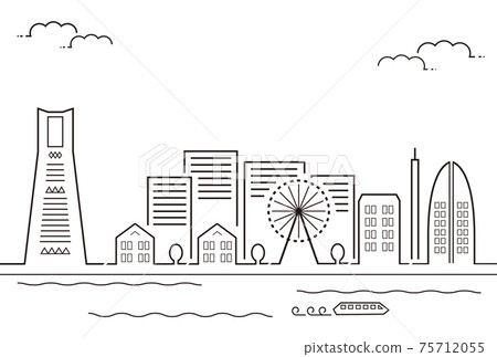Minatomirai line art monochrome 75712055