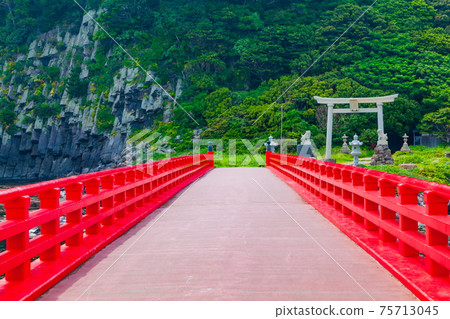 Columnar joints on Oshima and the scenery of Ominato Shrine at Mikuni-cho, Sakai City, Fukui Prefecture 75713045