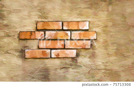 Unevenly placed, fake bricks are stuck in a plastered wall for decoration purposes, I assume. Unevenly placed, fake bricks are stuck in a plastered wall for decoration purposes, I assume. 75713308