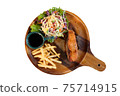 Set of fried salmon steak on a white background. 75714915
