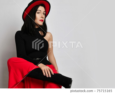 Flirting mature pretty woman wearing in modern Flirting mature pretty woman wearing in modern 75715165