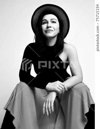 Black and white portrait of adult good looking Black and white portrait of adult good looking 75715194