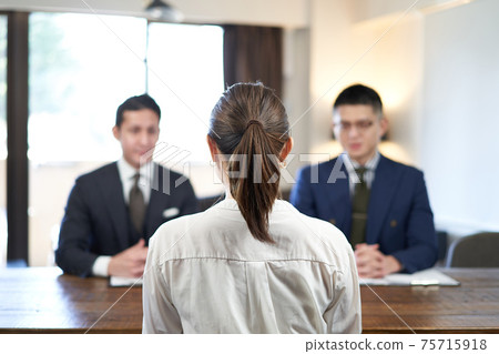 Asian female business woman interviewed in business casual 75715918