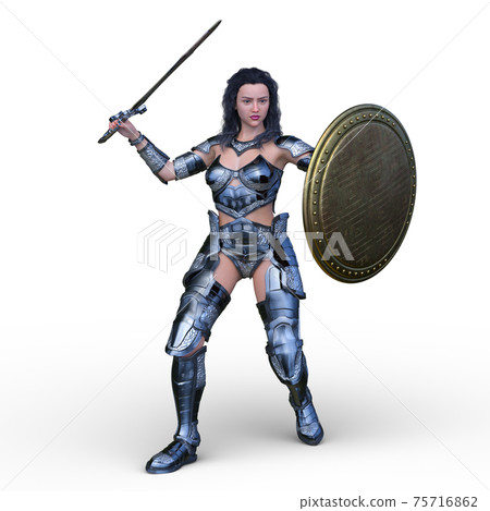 Fighting Female Warrior - Stock Illustration [75716862] - PIXTA