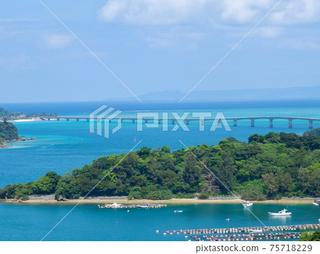 View of Kouri Island from the Warumi Strait in Okinawa View of Kouri Island from the Warumi Strait in Okinawa 75718229