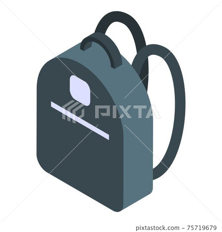 Leather backpack icon, isometric style Leather backpack icon, isometric style 75719679