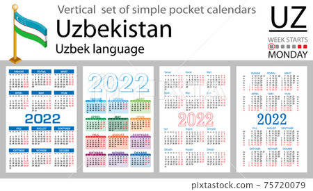 Uzbek vertical pocket calendar for 2022 Uzbek vertical pocket calendar for 2022 75720079