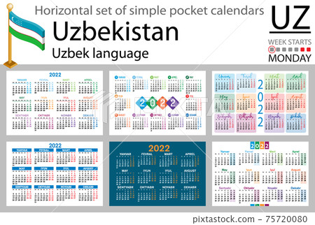 Uzbek horizontal pocket calendar for 2022 75720080