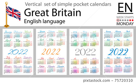 English vertical pocket calendar for 2022 75720310