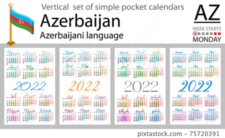 Azerbaijani vertical pocket calendar for 2022 Azerbaijani vertical pocket calendar for 2022 75720391