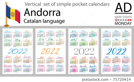 Catalan vertical pocket calendar for 2022 - Stock Illustration