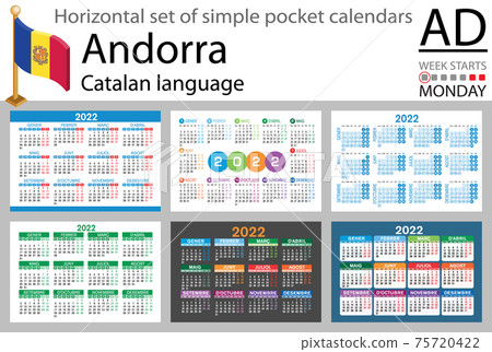 Catalan horizontal pocket calendar for 2022 - Stock Illustration