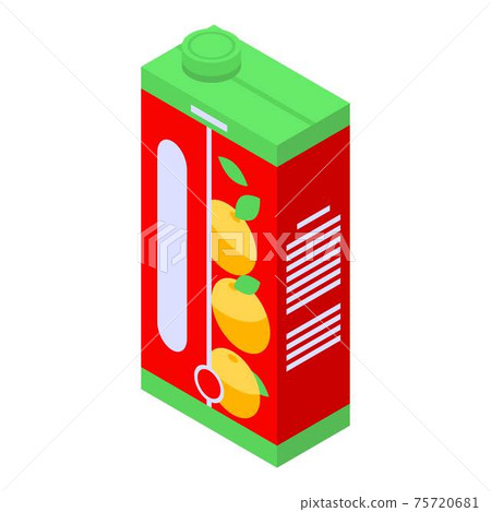 Juice peach pack icon, isometric style Juice peach pack icon, isometric style 75720681