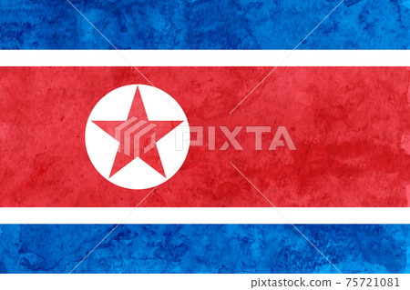 North Korean national flag Japanese paper watercolor North Korean national flag Japanese paper watercolor 75721081