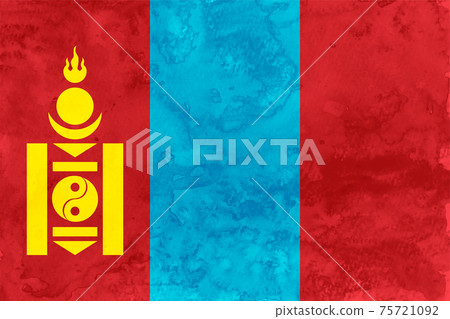 Mongolian national flag Japanese paper watercolor 75721092