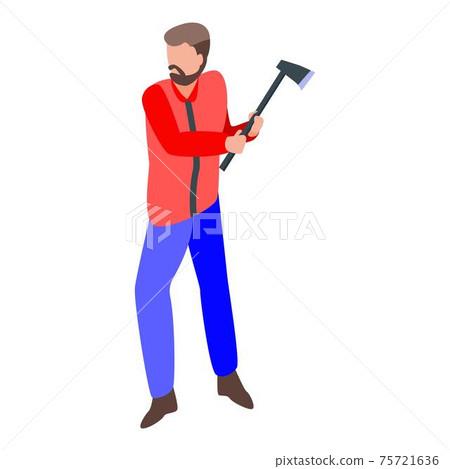 Working lumberjack icon, isometric style - Stock Illustration [75721636 ...