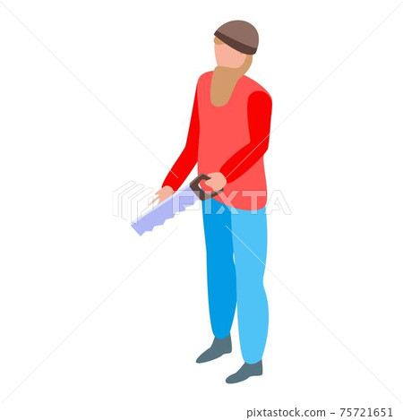 Lumberjack hand saw icon, isometric style Lumberjack hand saw icon, isometric style 75721651
